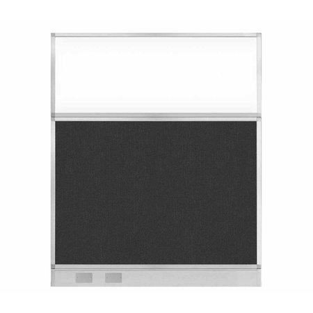 VERSARE Hush Panel Configurable Cubicle Partition 5' x 6' Black Fabric Clear Window w/ Cable Channel 1856402-2